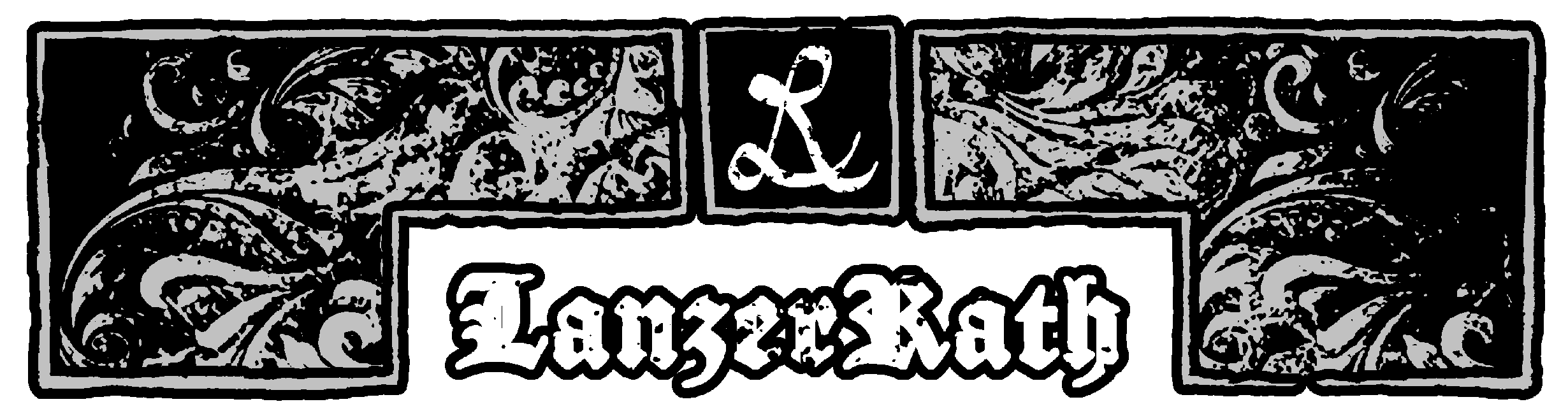 Website banner image, it reads the Michigan black metal band's name LanzerRath